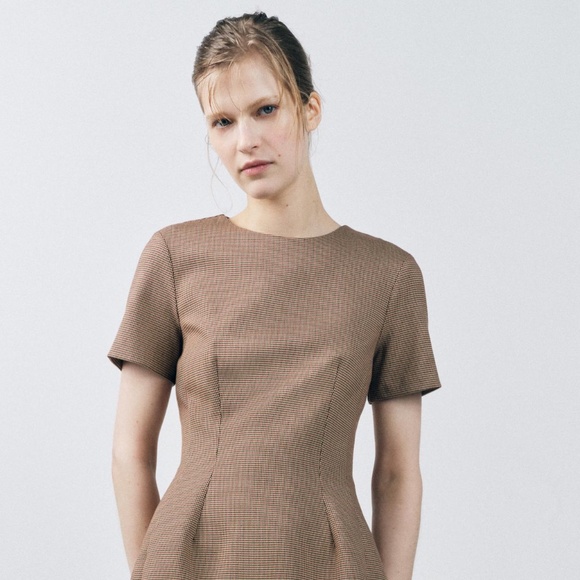 ZARA ZW COLLECTION Pleated Plaid Dress - Picture 3 of 5